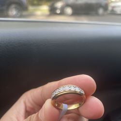 Size 6 Lab Diamond Ring And Gold Plated