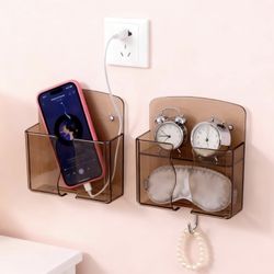 New Set of 2 Smokey Brown Wall Mounted Cell Phone & Small Accessories Holders