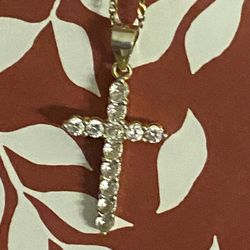 Yellow Gold Cross And Chain
