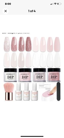 AZUREBEAUTY Dipping Powder Nail Kit 4 Colors Pink Glitter French w/ Liquids
