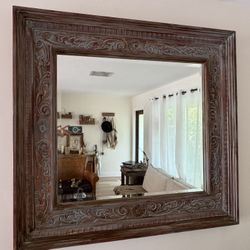 Carved Wood Mirror 
