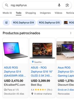ASUS ROG Zephyrus G14 con pantalla OLED de 14 pulgadas.