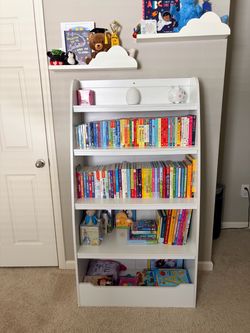 White Kids Bookshelf with Storage