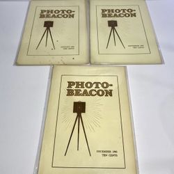 1902 Photo-Beacon Photography Magazine – Lot of 3 Issues January, September & December 1902  Original early 20th century photography trade publication