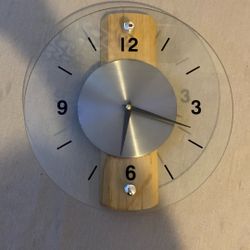 Wall Clock Wood With Glass