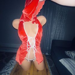 Velvet Tie Hooded Dress And Thong Set Outfit 