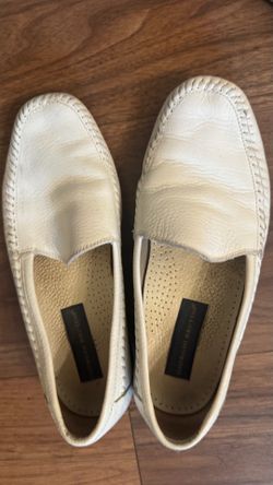 Giorgio Brutini Cream Leather Slip-On Loafers size 7 D upper leather men’s