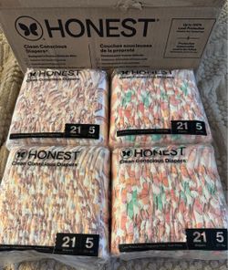 New The Honest Company Hypoallergenic Clean Conscious Diapers Size 5 (27+ lbs) 84 Count