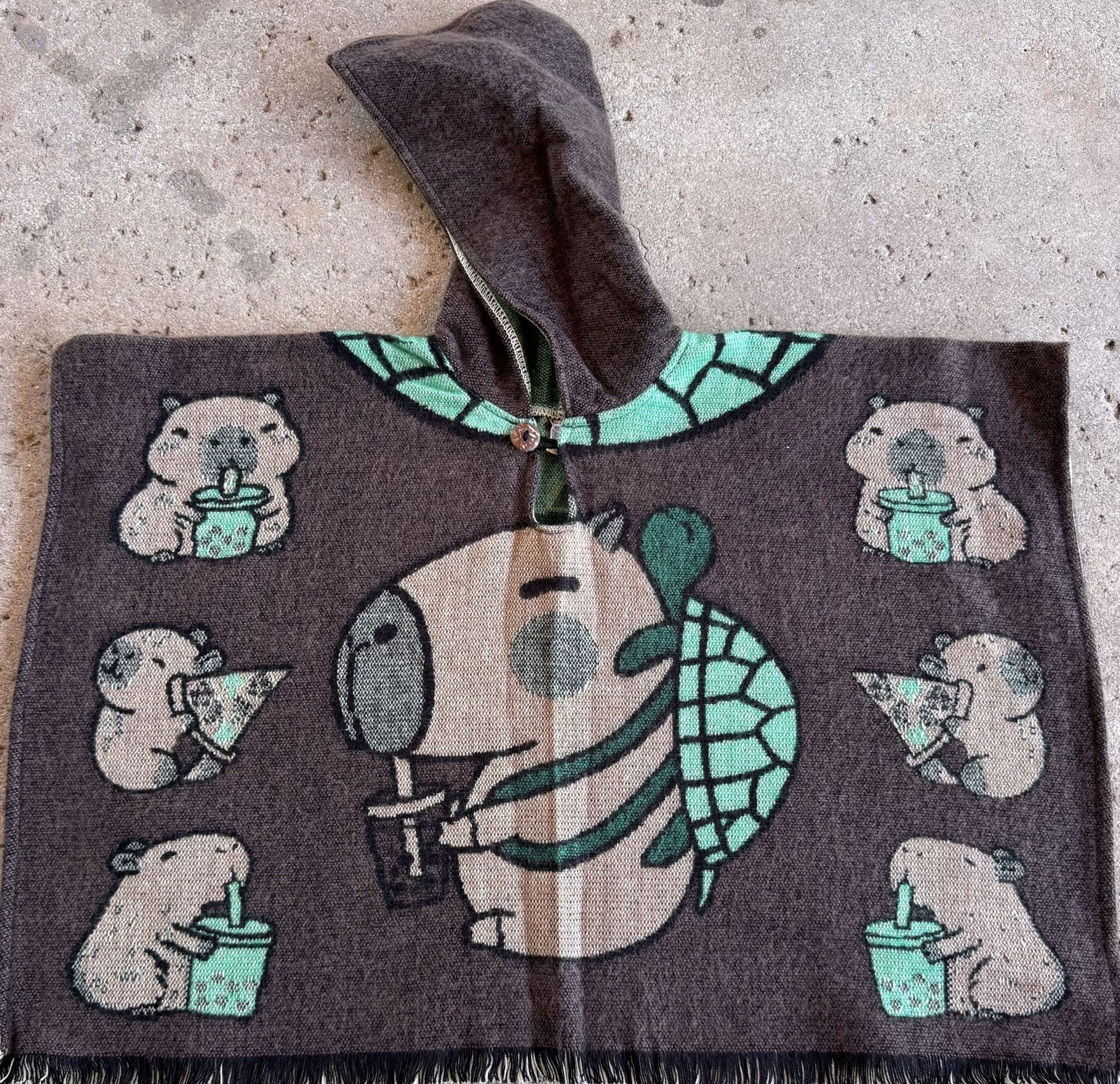 Capibara Kids Size Alpaca Poncho