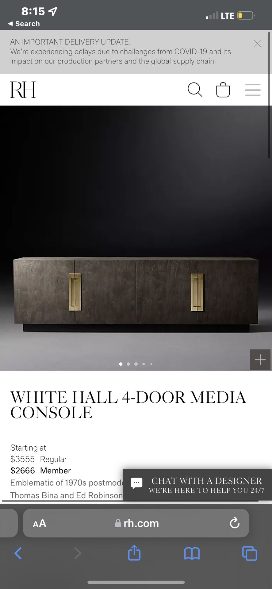 Restoration Hardware Entertainment Center