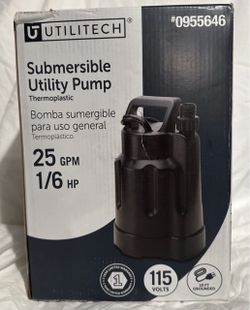 Utilitech 1/6-HP 115-Volt Thermoplastic Submersible Utility Pump NEW