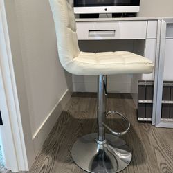 Off White Leather Bar Stool