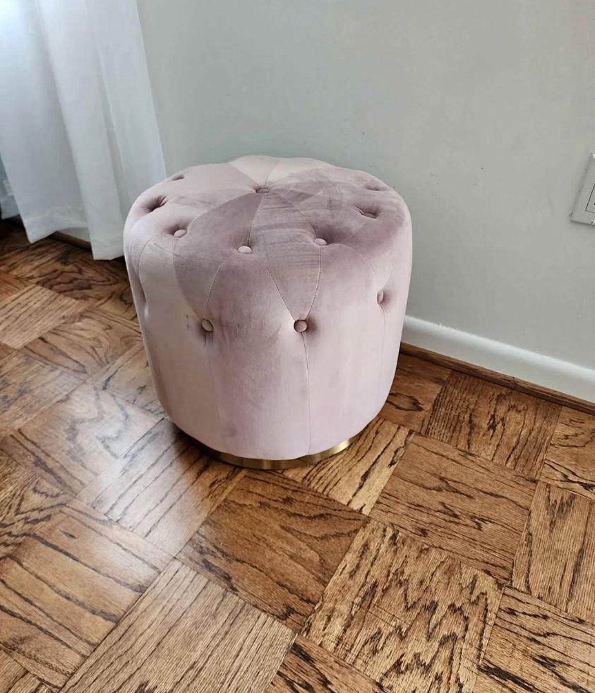 Pink Velvet Ottoman