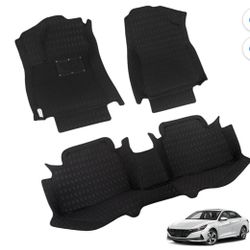 3PCS Car Floor Mats Liner For 2020-2023 Hyundai Elantra, Black PU Leather Auto Carpets Liner Front R