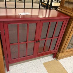 Red Accent Cabinet w/Glass Doors 34”w