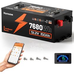 48V 150Ah Golf Cart Battery with Blade Cell & Metal Case, LiFePO4 Lithium Battery with 200A BMS, Bluetooth APP & LCD Monitor, 15000+ Cycles, Peak Curr
