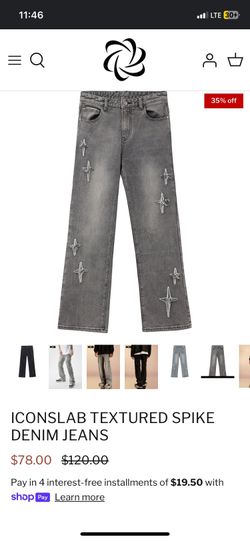 ICONSLAB TEXTURED SPIKE DENIM JEANS
