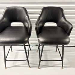 Black Leather Barstool Chairs 