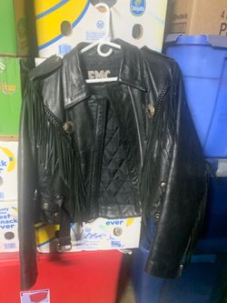 Ladies black leather jacket