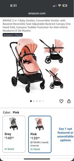 INFANS 2-in-1 Convertible Baby Stroller – Pink
