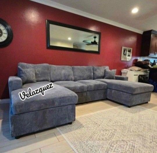 ✅️✅️4 pc corduroy fabric sectional sofa with double chaise ✅️✅️