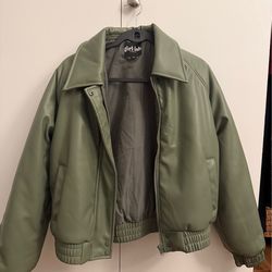 Green Faux-Leather Jacket