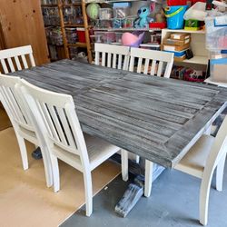 Farmhouse Trestle Dining Table Set – Seats 6 