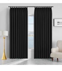 New MAIHER Room Darkening Pinch Pleat Curtain 54X108, 1 panel, black