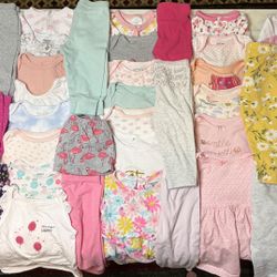 Huge Baby Girl Clothes Lot 48 Pcs 0-24M Carters Just One You Modern Mix