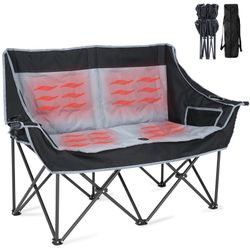 2 Person Heated Camping Chair Oversized Loveseat Camping Chair Lawn Chair