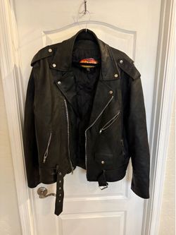 black leather motorcycle jacket from the brand MAS Leather XXL