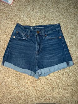 No Boundaries Womens Juniors Chino Denim Shorts Blue Stretch Pockets Size 5