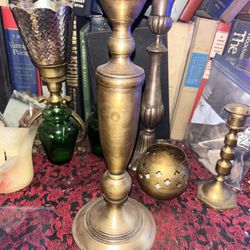 Vintage/antique brass 11 inches tall candle holder