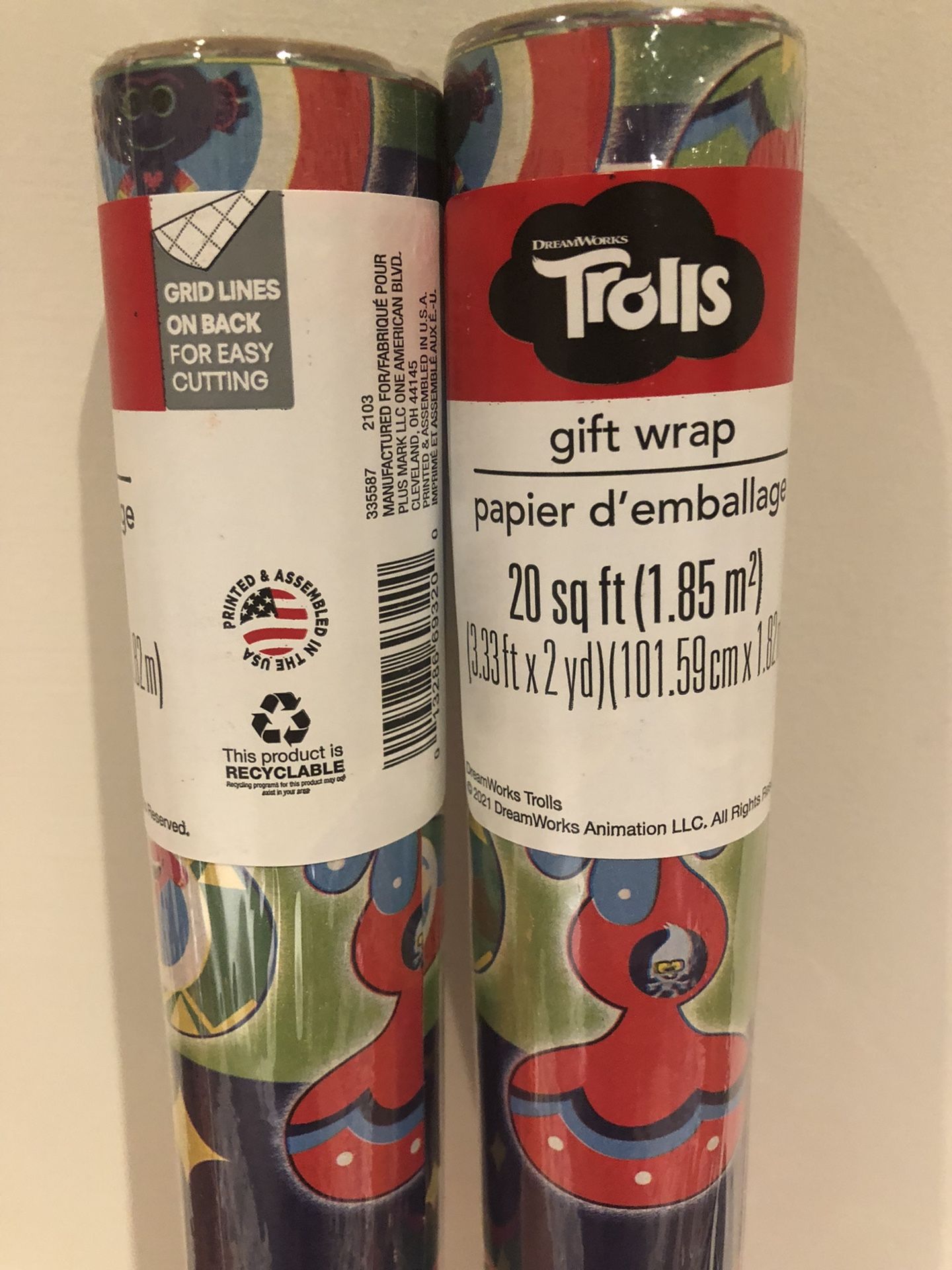 Trolls World Tour 2 pack Holiday Gift Wrap