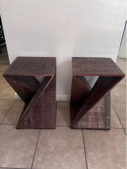 End tables Set of 2 Wooden Walnut Brown Coffee Table Entry Table Couch Table Study