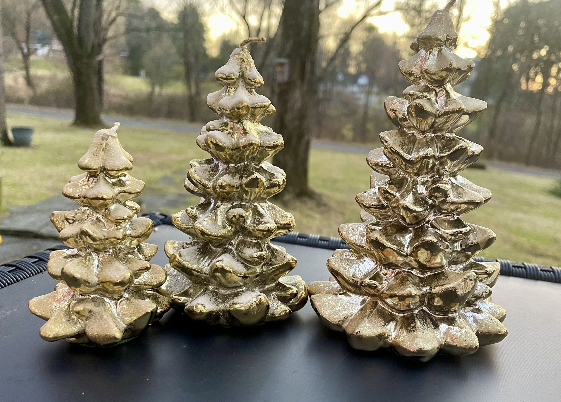 Vintage 1994 Gold Decorative Christmas Candles, Holiday Decor