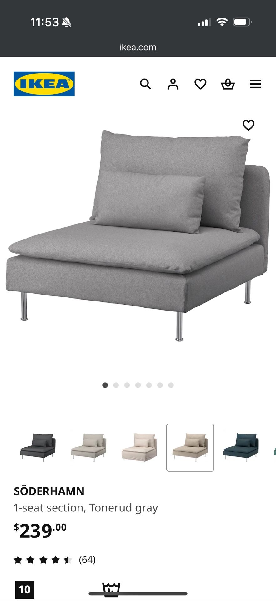 IKEA SÖDERHAMN 3 Piece Couch. Like New.