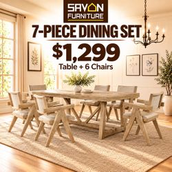 7-Piece Dining Set - Table + 6 Chairs