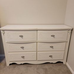 White Dresser W/mirror,  And Desk, Plus Night Stand