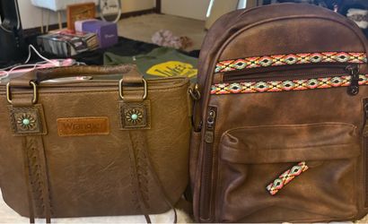 Faux leather purse and sling bag (one shoulder) backpack