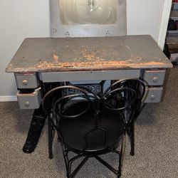 Antique Singer Sewing Table & Chair