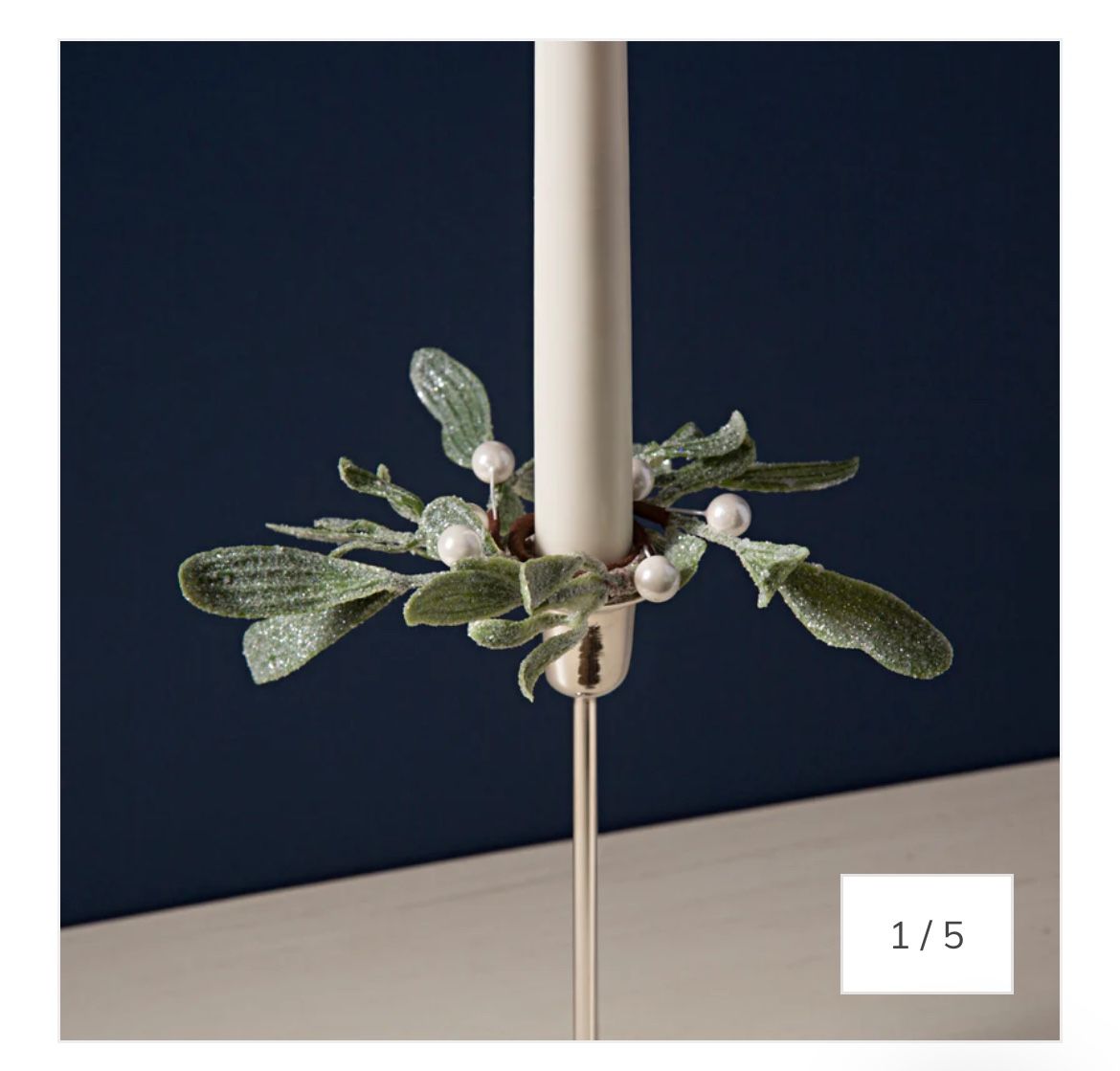 Frosted Mistletoe Taper Candle and Pillar Candle Holder Rings