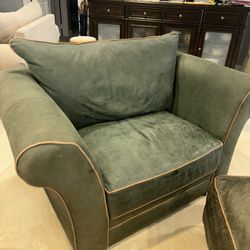 Large Green Chair & Ottoman 