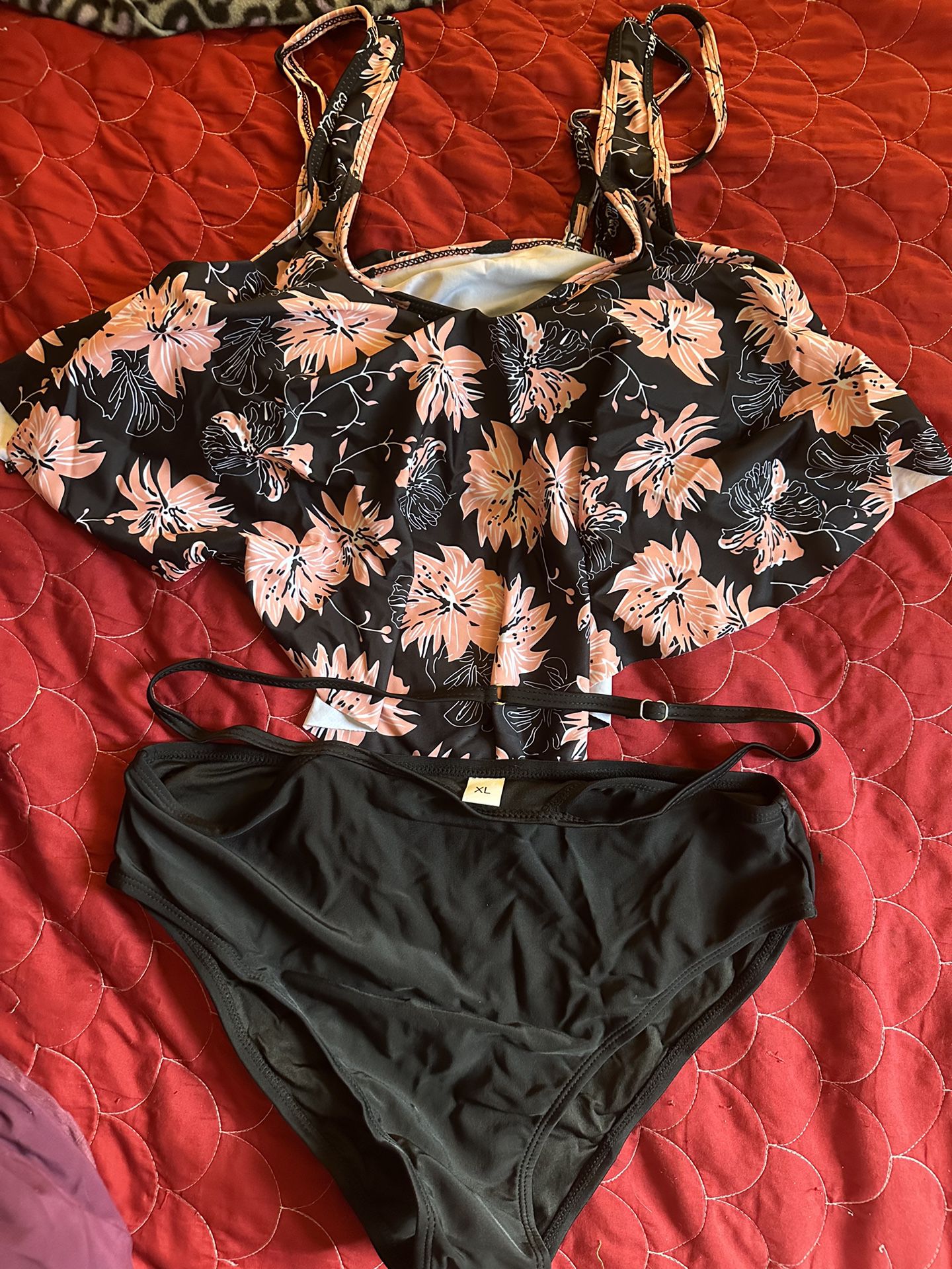 2 Piece Set High-waisted Swimwear Fashion Falbala Bikini Set Swimsuit