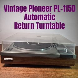 Vintage Pioneer PL-115D Automatic Return Turntable Belt Drive Wood Veneer Stanton Stylus & Cartridge