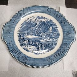 Royal China. Currier & Ives. Under Glaze Print. Made USA. 1 Platter, 2 Bowls