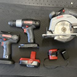 Craftsman 19.2V Drill, 1/2” Impact, Circular Saw, Battery, charger combo. 