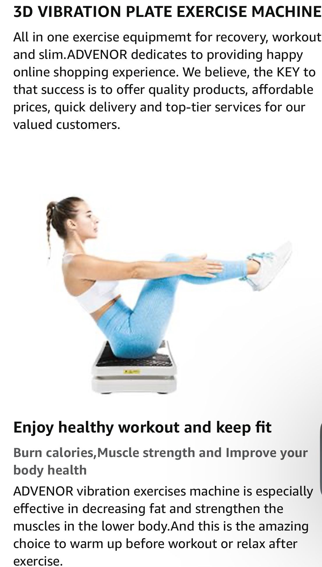 ADVENOR Vibration Plate Exercise Machine 3D Whole Body Workout Fitness Platform with Loop Bands Silent Motor Speed Control 1-99 Level for Home Fitness