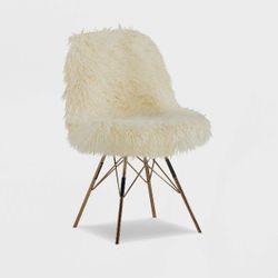 Linon Home Décor Bradley Flokati Gold Metal Base Chair, Ivory