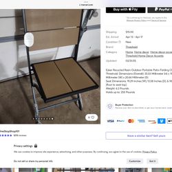 2 NEW THRESHOLD PATIO CHAIRS , TAN AND BLACK 